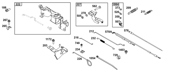 Controls Group Diagram and Parts List for 305446-0595-B5 200000 - 399999 Briggs and Stratton Engine